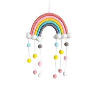 Wind Chimes Style Wool Felt Balls Room Pendant Rainbow Pom Ball Kids Room Wall Hanging Garland Birthday Party Nursery Decor T terraces (Color : A-1 26x50cm) (F)