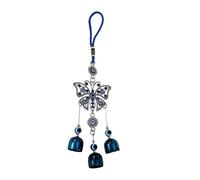 Wind Chimes with Bells,Butterfly Wind Chimes, Evil Eye Wind Chime Blue Evil Eye Hanging Pendant Car Charm Ornament, for Car Kitchen Home Garden