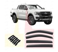 Wind Deflectors + Door Handle Protectors Covers Kit for Ford Ranger Accessories 2023-2026| Car Rain Window Door Shield Visor Guards | Smokey Tint Tape-Fit | OEM Style Fit