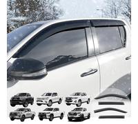 Wind Deflectors for Toyota Hilux 2016-2026 Double Cab, Premium PMMA Clear Tinted Window Rain Guards Anti-Glare Visor Set - Smoked Black (4-Piece External Fitment)