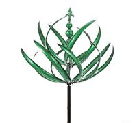 Wind Driven Metal Spinner for Courtyard Patio and Garden Areas Featuring Iron Material and Quiet Rotation Dynamics (Green)