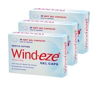Wind-Eze Gel Capsules 20 (Pack of 3) - Simeticone 125mg - Fast Relief from Trapped Wind, Bloating & Gas - Easy to Swallow - Anti-Foaming Action - Digestive Support for Adults & Teens | SterlingSquare