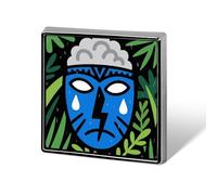 Wind God Mask Lapel Pin, Metal Square Lapel Pins, Fashion Badge for Shirts, Jackets, Hats