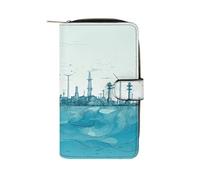 Wind in The Ocean Wallet Large Capacity Travel Double Fold Wallets Portable Zipper Leather Purse for Women Men