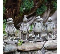 Wind in the Willows Set of 4 Resin Figurines | Mr Toad, Badger, Mole & Ratty Statues | Bronze Vintage Style Garden Ornaments & Home Décor | Weatherproof | 14cm