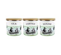 Wind in the Willows Tea Coffee & Sugar Canisters - 1.2L Large Enamel Kitchen/Home Storage Container Set Gifts for Book Lovers
