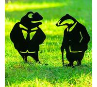 Wind in Willow 2 Figurines Metal Garden Ornaments Outdoor Art Lawn Home Decorations Housewarming Mother's Day Birthday Gifts Ideas for Her, Woman, Garden Lover (Black)