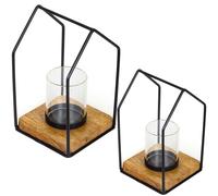 Wind Light Lantern Tealight Holder Oriental Black Brown Metal 26cm Decor Set
