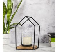 Wind Light Lantern Tealight Holder Oriental Black Brown Metal 26cm Decor Set