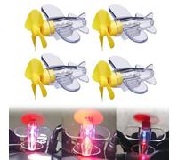 Wind Power Led Lights Propeller Airplane Motorcycle Decoration Small Airplane LED Light Adhesive Handlebar Car Ornaments Interesting Light (Yellow 4 Pcs)