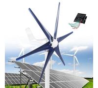 Wind Power Turbine Generator 12000W, 12V/24V/48V DC Windmill Kit, 5-Blade Automatic Wind Adjustment, 3 Phase AC Permanent Magnet Generator with Controller