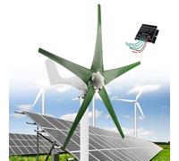 Wind Power Turbine Generator 12000W, 12V/24V/48V DC Windmill Kit, 5-Blade Automatic Wind Adjustment, 3 Phase AC Permanent Magnet Generator with Controller