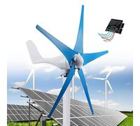 Wind Power Turbine Generator 12000W, 12V/24V/48V DC Windmill Kit, 5-Blade Automatic Wind Adjustment, 3 Phase AC Permanent Magnet Generator with Controller