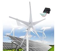 Wind Power Turbine Generator 12000W, 12V/24V/48V DC Windmill Kit, 5-Blade Automatic Wind Adjustment, 3 Phase AC Permanent Magnet Generator with Controller