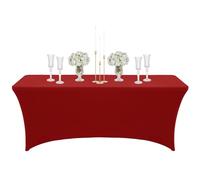 Wind Red Spandex Tablecloths 4ft for Rectangle Table,Stretchable Tablecloth Washable Table Cover,Fitted Spandex Stretch Patio Table Covers for Event,Wedding,Banquet,Parties,Covering Stalls,Exhibitions