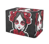 Wind-Resistant Day of Dead Dark Dog Crate Covers Fixed Buckle at Bottom Covers for Pet Crates X-Large