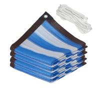 Wind Resistant Sun Sail Canopy 7x8m - 8-Piece Outdoor Shade UV & Weather Protection Hail Resistant Awning for Garden Greenhouse Barn Patio Yard - Blue Stripes
