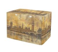 Wind-Resistant Vintage London Buildings Dog Crate Covers Roll-up Side Panels Cage Cover for Puppies Training X-Large