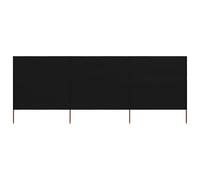 Wind Screen 3-Panel 400x80cm Taupe Non-Woven Poly Fabric Wooden Poles 110cm 4pc