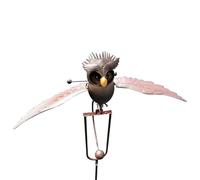 Wind Sculpture Metal Owl Wind Spinner Flapping Bird Scare Decoy for Garden Pond Yard Outdoor Decor Decorative Windmill Garden Sculpture Ornament