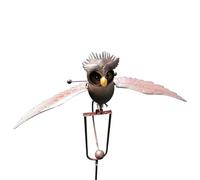 Wind Sculpture Swing Wind Spinner Metal Flapping Wing Owl Decoys to Scare Birds Away Lifelike Windmill Decor for Garden Backyard Pond Outdoor Decorations