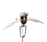 Wind Sculpture Swing Wind Spinner Metal Flapping Wing Owl Decoys to Scare Birds Away Lifelike Windmill Decor for Garden, Backyard, Pond, Outdoor Decorations