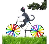 Wind Spinner Cartoon Spinner Cat Dog Bicycle | Animal Riding Windmill Wind Spinner | Garden Stake Animal Wind Spinner | Animal Pinwheels For Garden, Yard, Lawn, Whirligig Stake Decoration