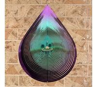 Wind Spinner Garden Indoor Outdoor Decor 3D Stainless Steel Metal Hanging Decorations, Water Droplets Shape Wind Sculptures & Spinners 12inch(Green&Purple),Gifts for Women Mom Dad Friend