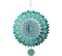Wind Spinner Mandala Peacock, 3D Stainless Steel Hanging Spinner, 12in Green Garden Ornament, Large Catcher for Yard and Decor, Unique Gift for Women, Men, Holidays