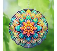 Wind Spinner, Mandala Wind Spinners Outdoor for Yard and Garden, 3D Metal Hanging Decor Wind Spinners Ideal for Outside Lawn Ornaments, Garden Party Decorations Art Gift for Women and Dad