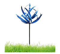 Wind Spinner Metal Rotator Wind Spinner with Garden Stakes,Iron Gardening Windmill for Lawn Yard and Garden Decor (Color : Blue)