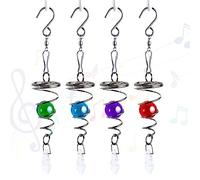 Wind Spinner, Sun Catcher, 4PCS Gazing Ball Spiral Tail Wind Spinner Stabilizer 7 Inch Glass Ball With Swivel Hook Metal Sun Catcher For Garden Decor