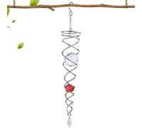 Wind Spinner Sun Catcher, Spiral Design with Gazing Ball & Hanging Crystal Decor