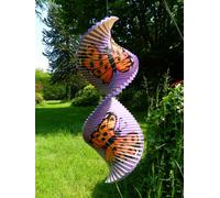 Wind Spinner Wooden Spiral Mobile Garden Ornament - Purple Butterflies 40Cm