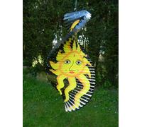 Wind Spinner Wooden Spiral Mobile Garden Ornament - Sun & Moon 40Cm