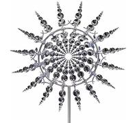 Wind Spinners for Garden,Windmills for the Yard Unique and Magical Metal Windmill Wind with Metal Garden Stake, Wind Spinner Outdoor Metal Large for Yard Lawn Patio Garden Kinetic Sculptures, Silver