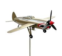 Wind Spinners Outdoor - Garden Weather Vane Shark Mouth Airplane - Metal Warplane Windmill | for Aviation Lover Pilot Veterans Patio Backyard Lawn Flower Bed Holiday Housewarming 4th of July