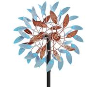 Wind Spinners Outdoor, Kinetic Wind Spinner,Yard Art Windmill with Metal Stake,Vintage Metal Wind Sculptures & Spinners,Waterproof Pinwheels Large Wind Spinner for Yard and Garden (Blue+Brown)