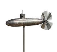 Wind Spinners - Submarine Nautical Sculpture, Rotating Deep Sea Vessel Ornament, Weatherproof Powder Coated Finish, Two Directional Propeller Fluid Motion, Oceanic Themed Garden Whirligig