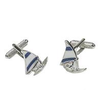 Wind Surfing Blue & White Sail Cufflinks in Gift Box - Onyx-Art London CK171