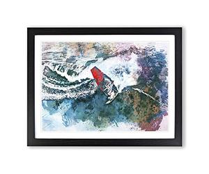 Wind Surfing In Abstract Modern Art Framed Print | A2 Black Framed Wall Art | Ready to Hang | Abstract Fantasy Picture | Living Room Bedroom Lounge Office
