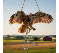 Wind Terror Owl with Bell - Realistic Wings, No Batteries Required, Bird Repellent to Drive Away Pigeons & Crows from Gardens & Farms, Outdoor Decoration