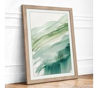 Wind Through Grasses Minimalist Framed Wall Art Print A4 Oak