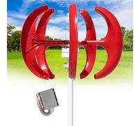 Wind Turbine 16000W 12V 24V 48V 5 Blade Wind Vertical Axis Generator 3 Phase AC Permanent Magnet Generator Wind Turbine Kit with Controller for Hybrid Wind Solar System(Red,12V)