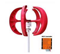 Wind Turbine 3000W Small Vertical Axis Wind Turbine Generator 3KW 12V 24V 48V with MPPT Low Noise Windmill for Home Farm Wind System(Red with Controller,48V)