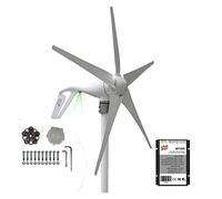 Wind Turbine, 400W AC12V/24V Colorful Wind Turbine Generator Small Windmill for Home Or Boat Use with 600W Controller(5 White Blades,AC12V)