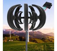 Wind Turbine Generator，，10000W Wind Turbine Generator Kit - 12V/24V Vertical 5-Blade AC Permanent Magnet Power System for Home & Street Lighting, Efficient Renewable Energy Solution, Black