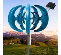 Wind Turbine Generator，，10000W Wind Turbine Generator Kit - 12V/24V Vertical 5 Blade AC Permanent Magnet for Home & Street Lighting - Efficient Renewable Energy Solution, Blue-24V