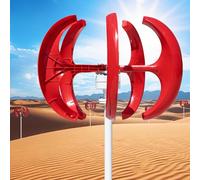 Wind Turbine Generator，，600W Vertical Wind Turbine Generator with 5 Blades, Red Lantern Wind Motor for Garden & Boat, Includes Controller, Efficient Power Production, 24V Eco-Friendly Energy