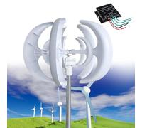 Wind Turbine Generator Kit, 12000W 12V/24V/48V Vertical Wind Turbine Electricity Set, 5 Blade Horizontal Wind Power Generator Kit for Home, Boat, Marine, Monitoring, Street Lighting,White-48V